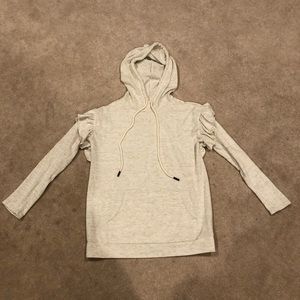 Cream Ruffle Sleeve Hoodie